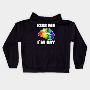 Kiss Me Im Gay Lgbtq Rainbow Lips Kids Hoodie